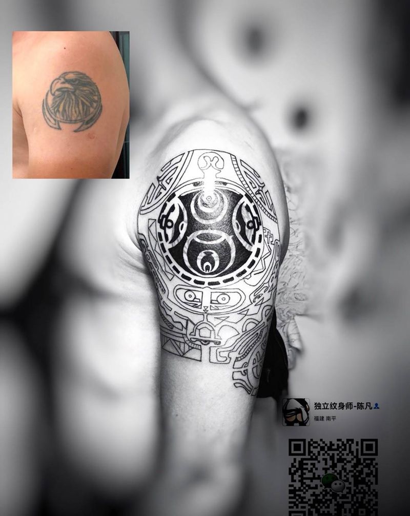 强森图腾遮盖，未完成纹身图片_胸部手臂手部欧美传统习俗贴纸几何字符图腾纹身图案