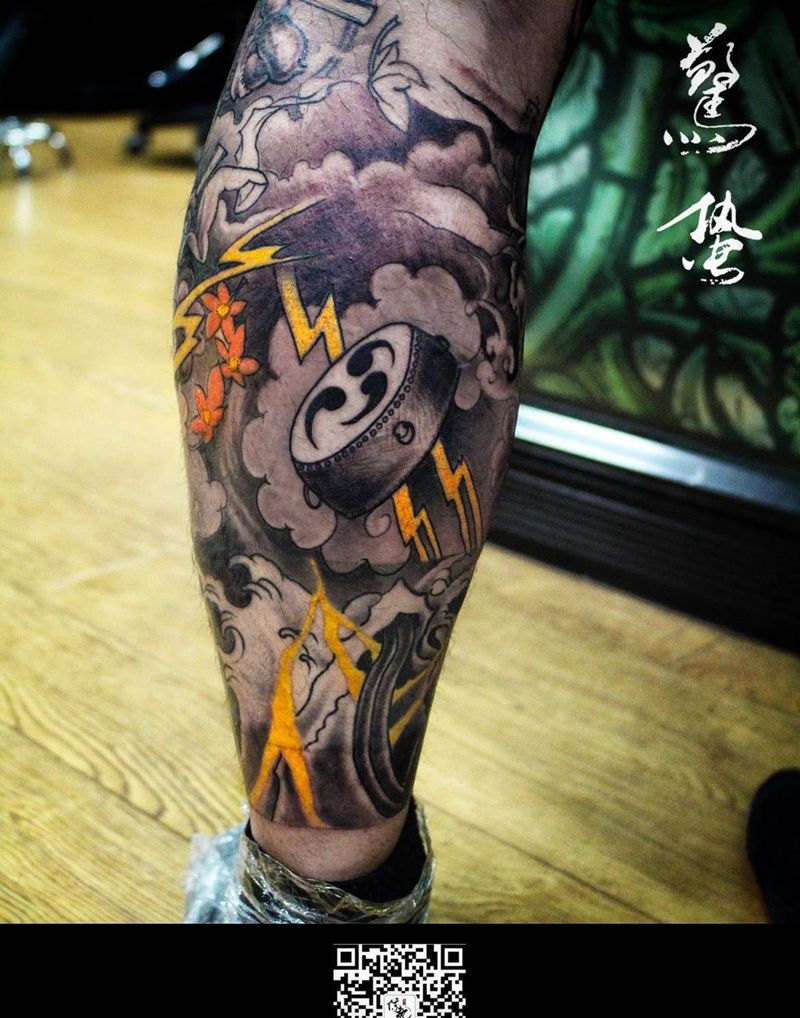 店里作品风神雷神纹身图片