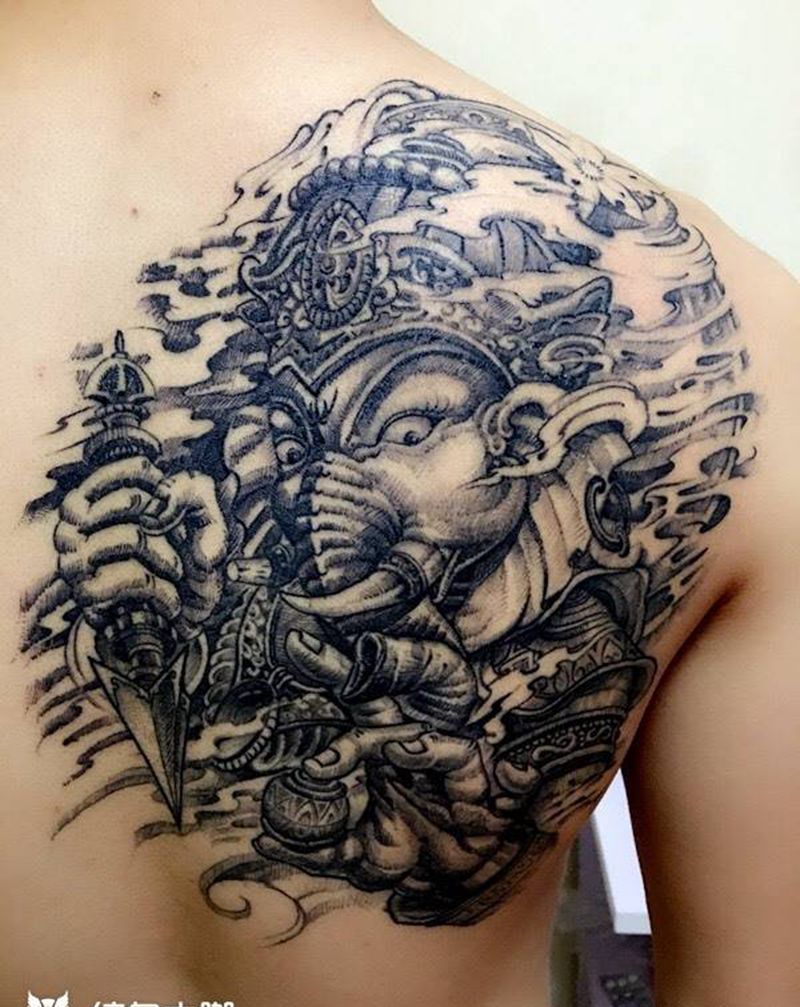 象神纹身纹身图片_成品背部东方龙福建宁德纹身图案