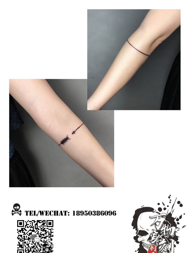 臂环线条纹身图片