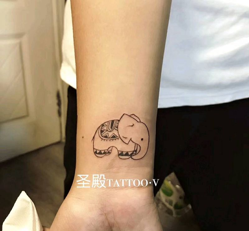 威师傅 小象纹身图片