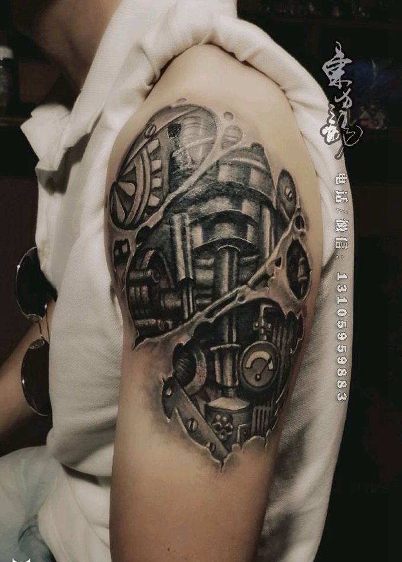 机械3D纹身纹身图片_手臂写实成品纹身图案