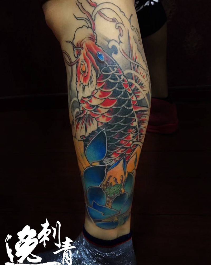 大鱼遮盖纹身图片