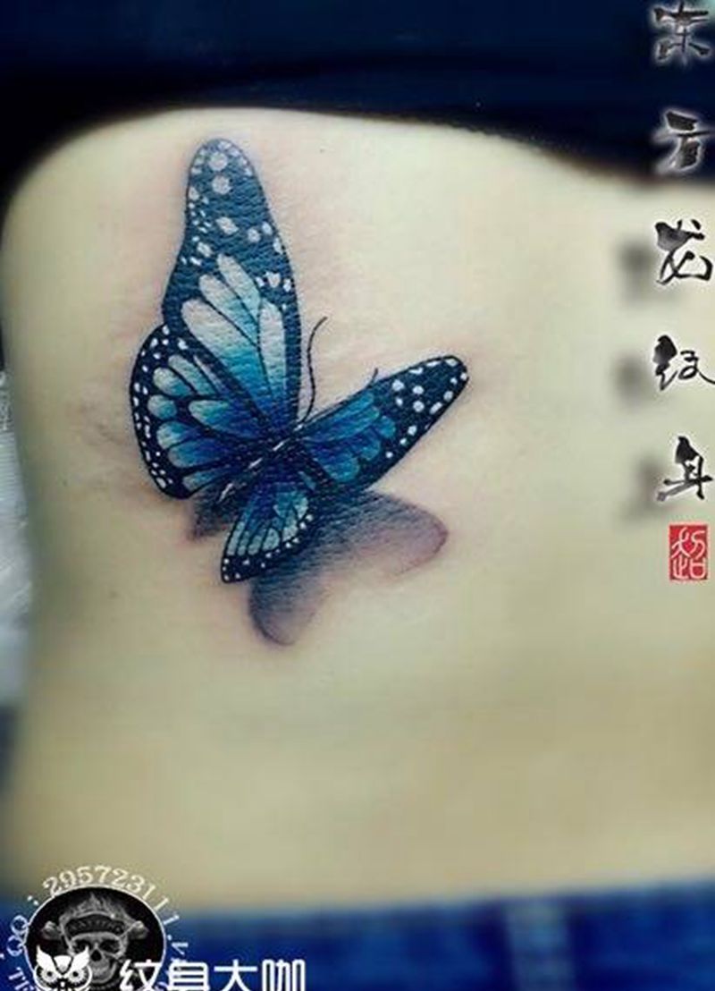 蝴蝶纹身纹身图片_成品腰部背部东方龙福建宁德纹身图案
