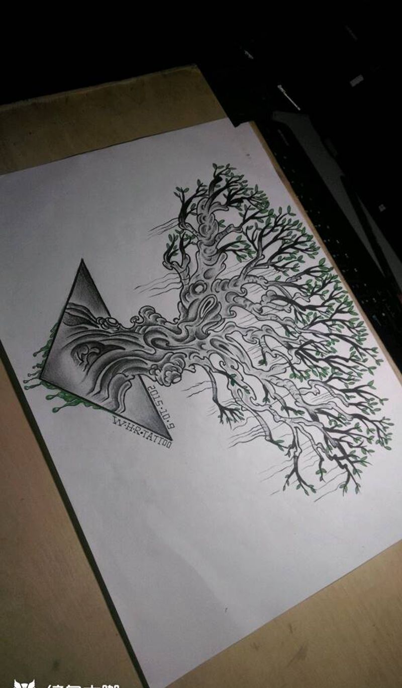 原创手稿《树》纹身图片
