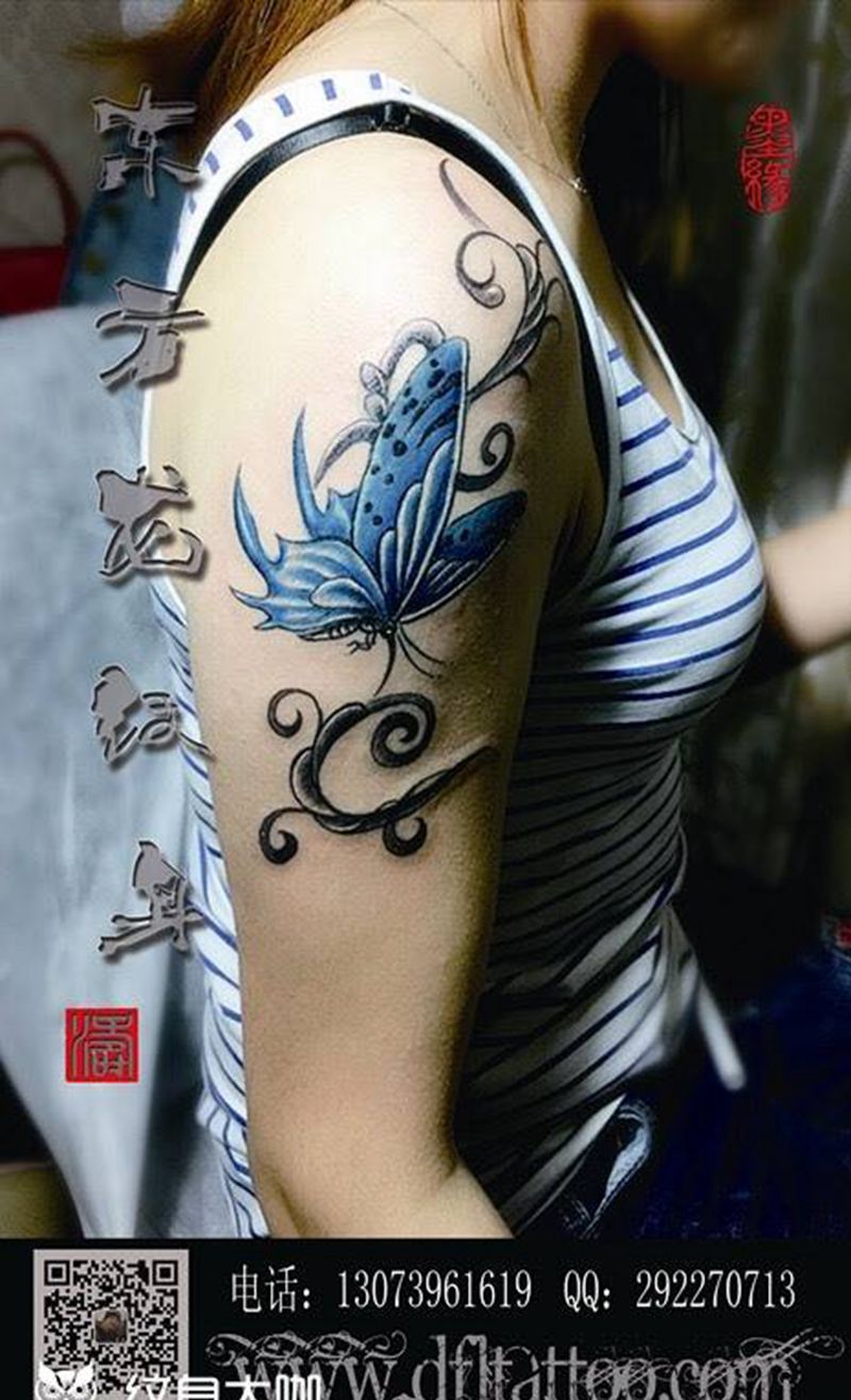 手臂纹身纹身图片_成品手臂清新动物纹身图案