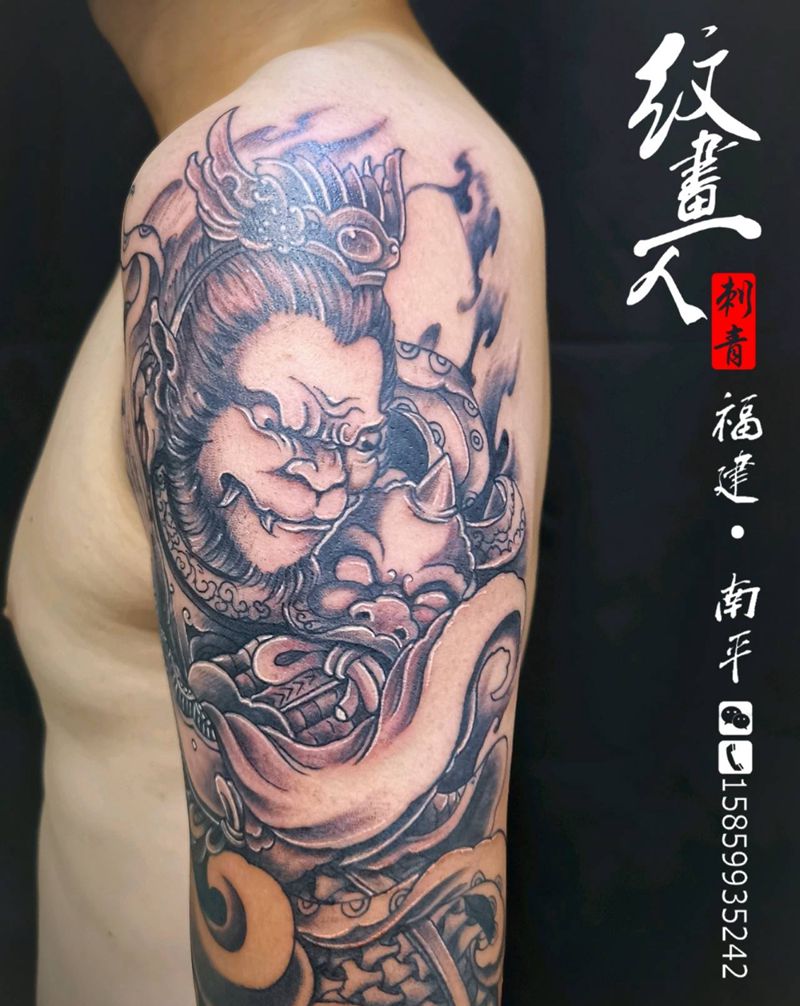 猴哥悟空纹身图片_手臂新传统纹身图案