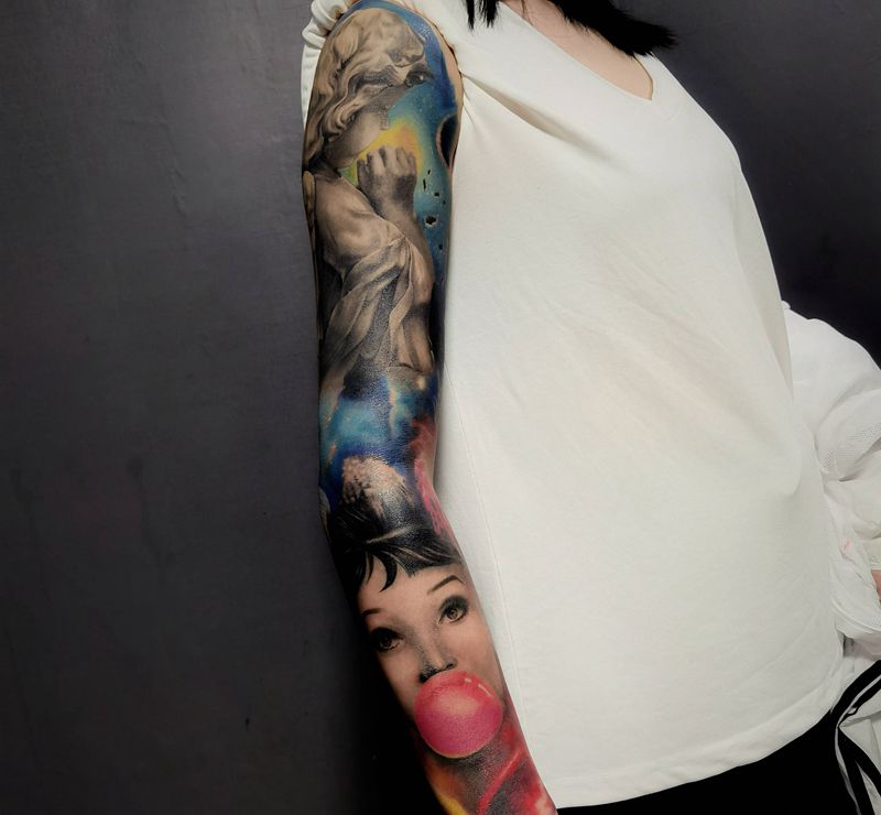 星空纹身图片_手臂欧美写实纹身图案