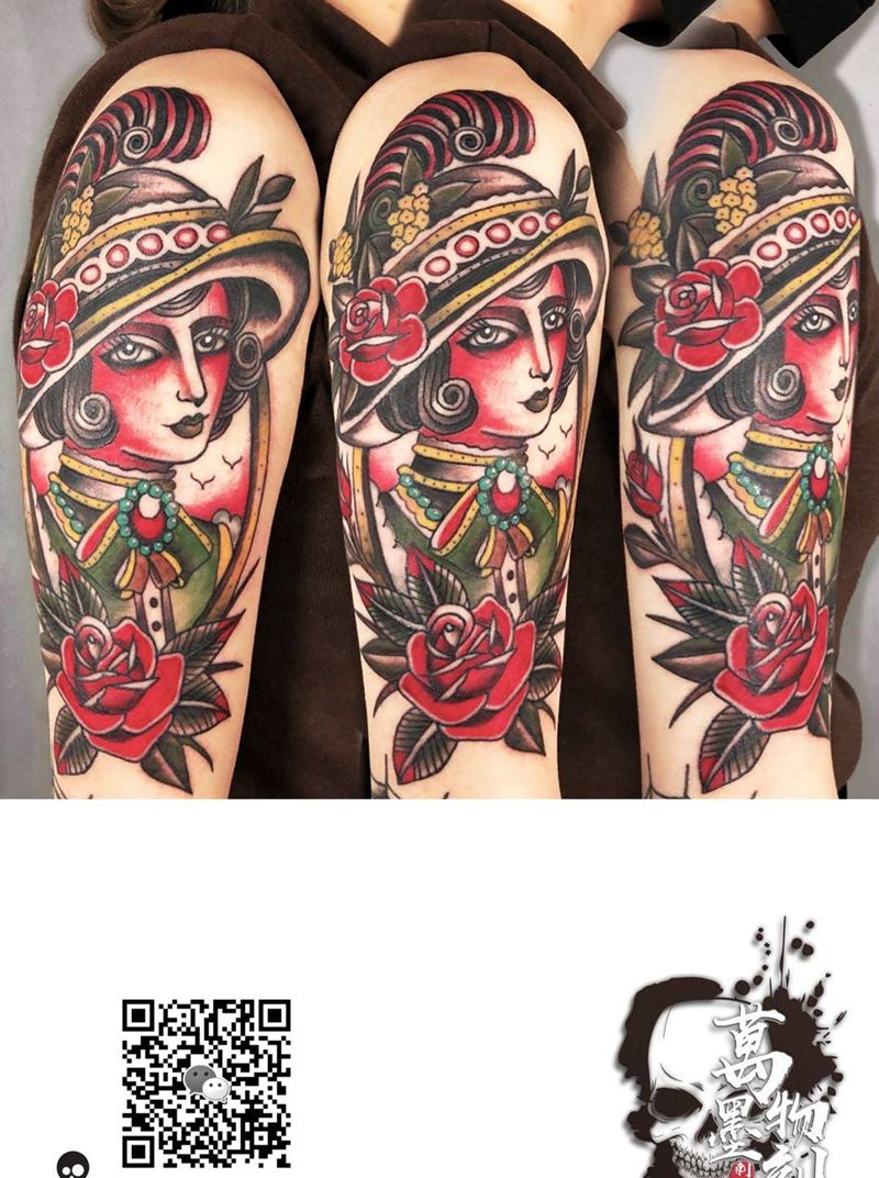 Old school纹身图片_手臂肩部Old School图腾纹身图案