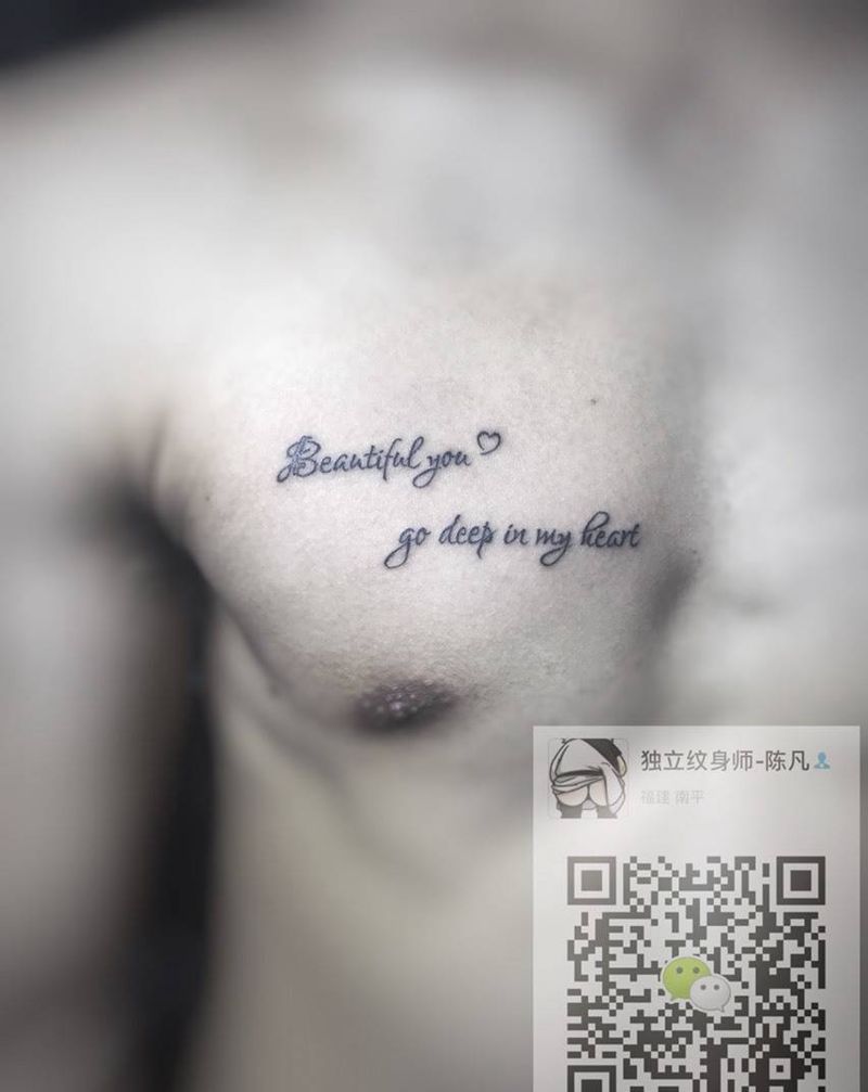 胸口小英文纹身图片_成品胸部清新字符原创纹身图案