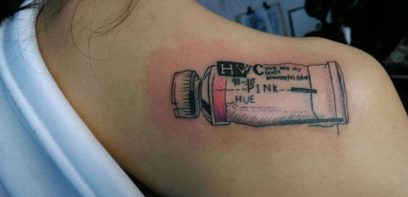 水彩颜料 情侣纹身纹身图片_肩部欧美几何纹身图案