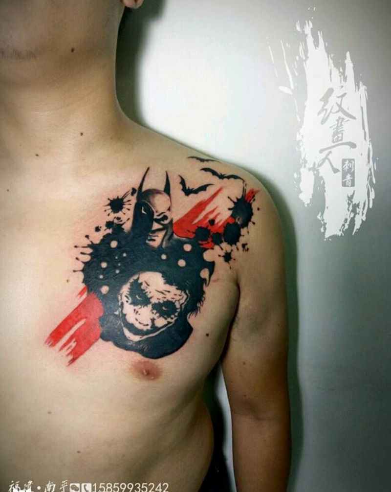 蝙蝠侠与小丑 （遮盖）纹身图片