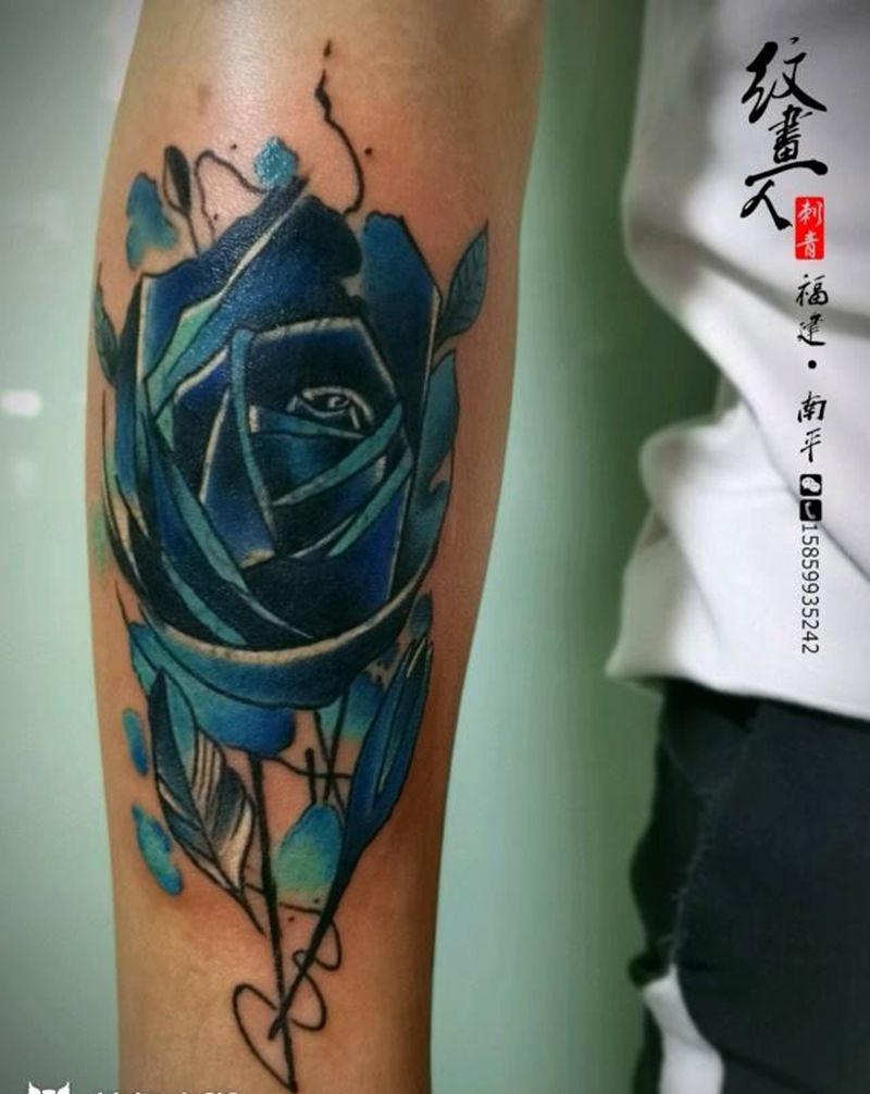 水彩遮盖纹身图片_手臂水彩水墨纹身图案