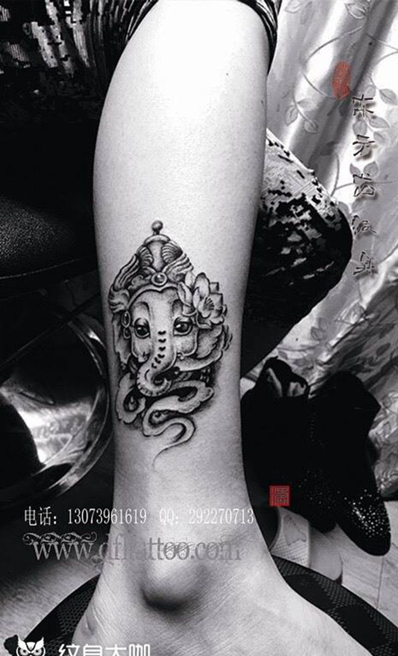 象纹身纹身图片_成品腿部清新动物东方龙纹身图案