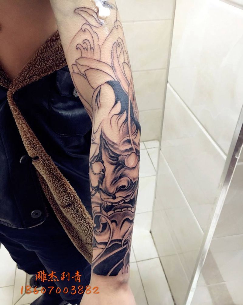 般若纹身图片_传统人物宗教鬼神成品手臂手部纹身图案