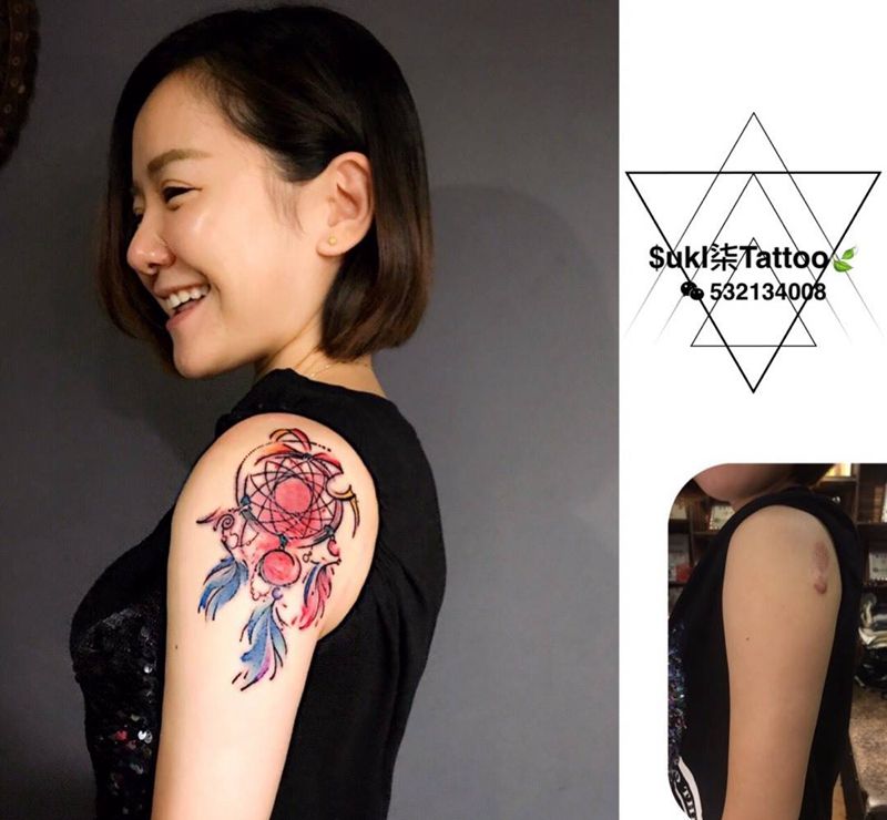 捕梦网遮盖纹身图片