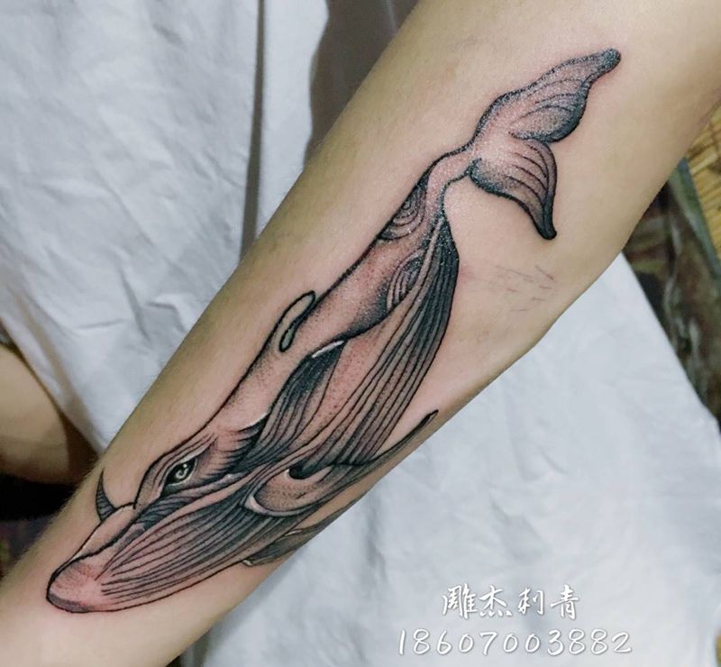 单针纹身图片_成品手臂清新贴纸动物纹身图案