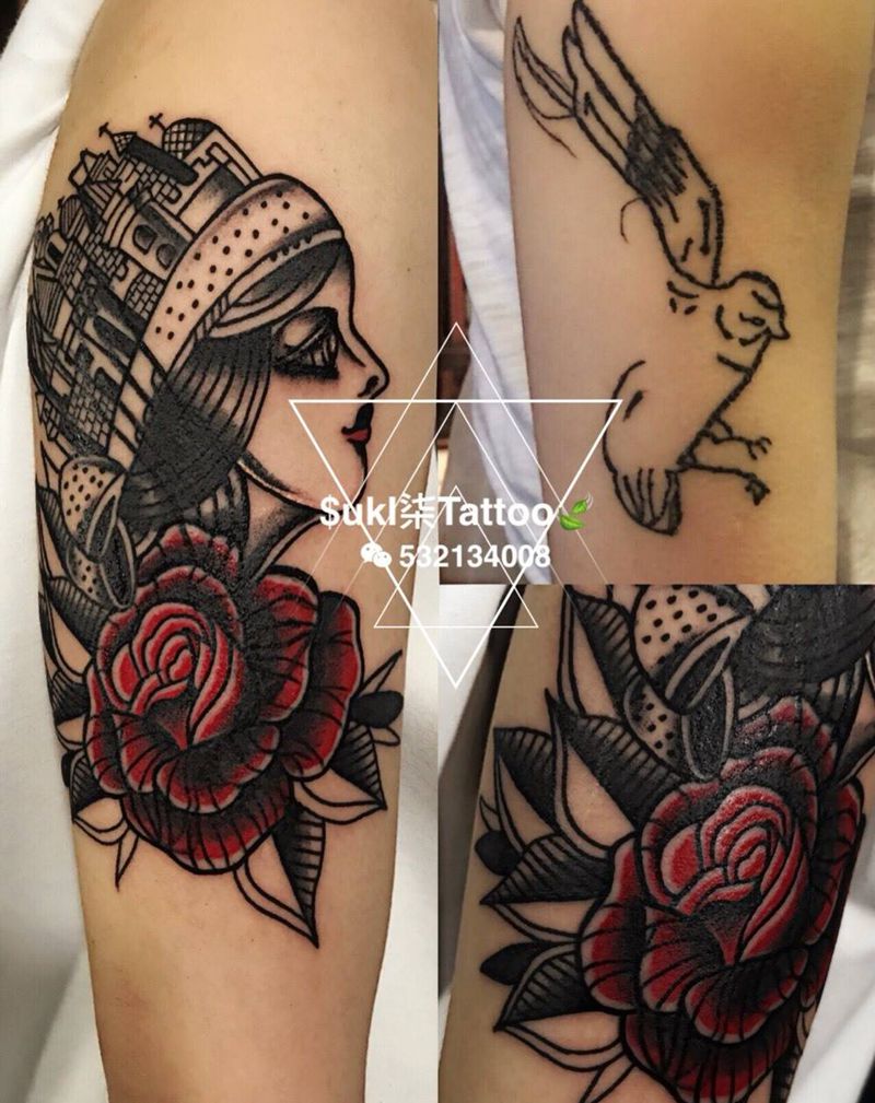 oldschool遮盖纹身图片