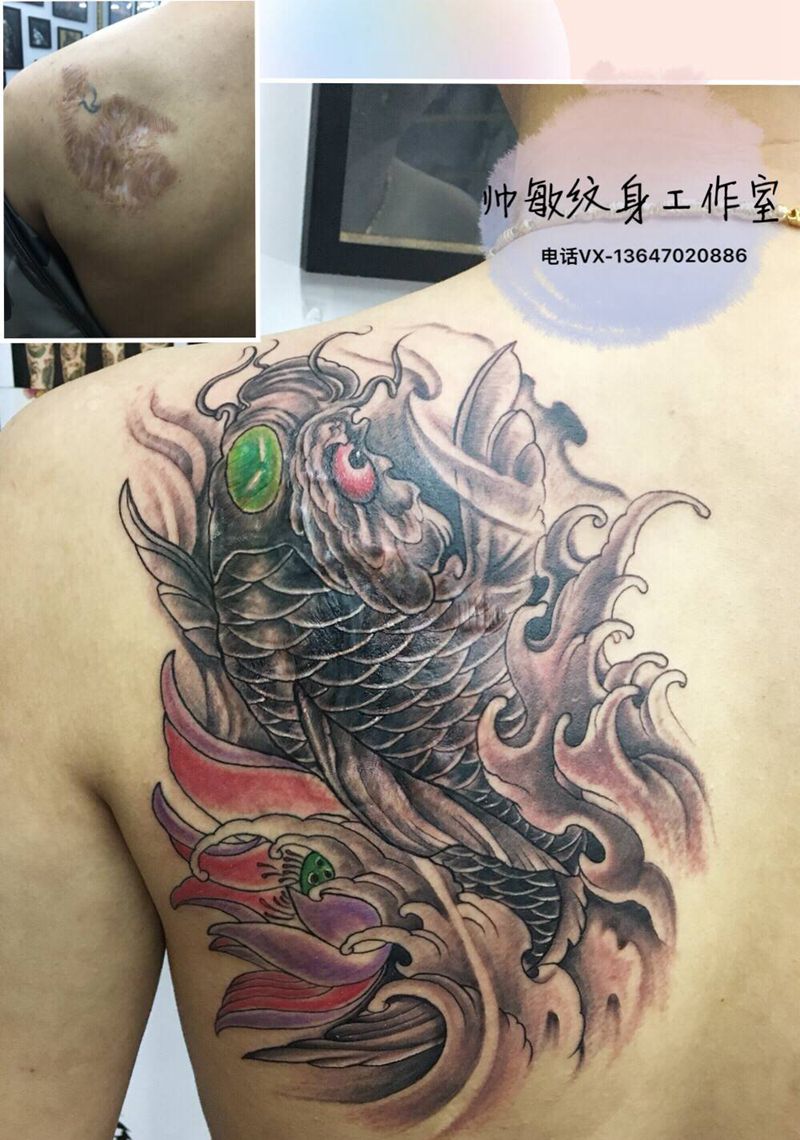 遮盖纹身图片_背部纹身图案