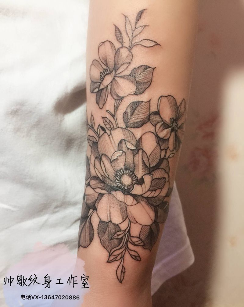 花纹身图片_手臂纹身图案