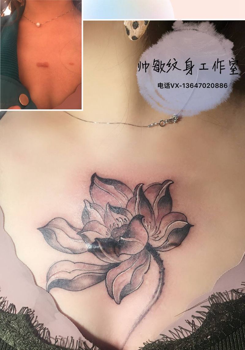 遮盖纹身图片_胸部纹身图案