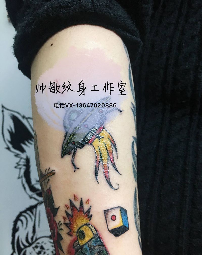 拼凑花臂纹身图片_手部纹身图案