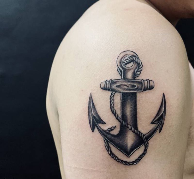 船锚⚓️纹身图片_手臂New School纹身图案