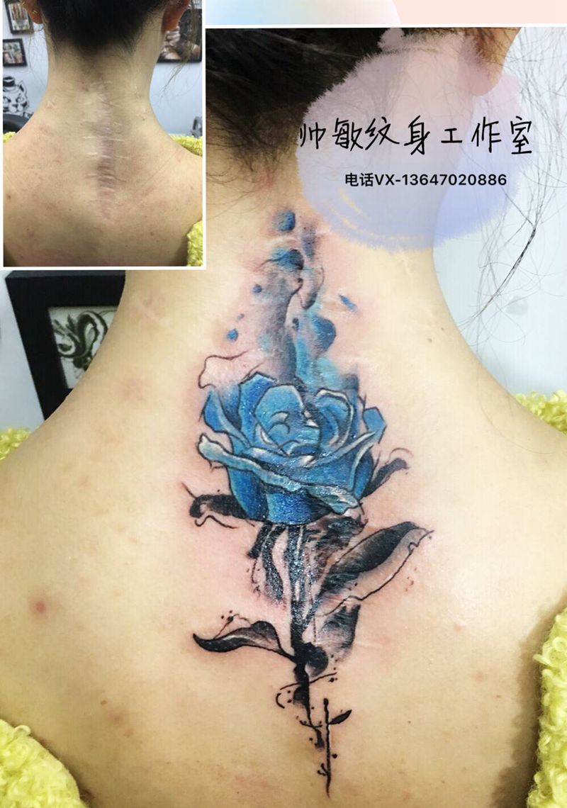 遮盖纹身图片_背部纹身图案