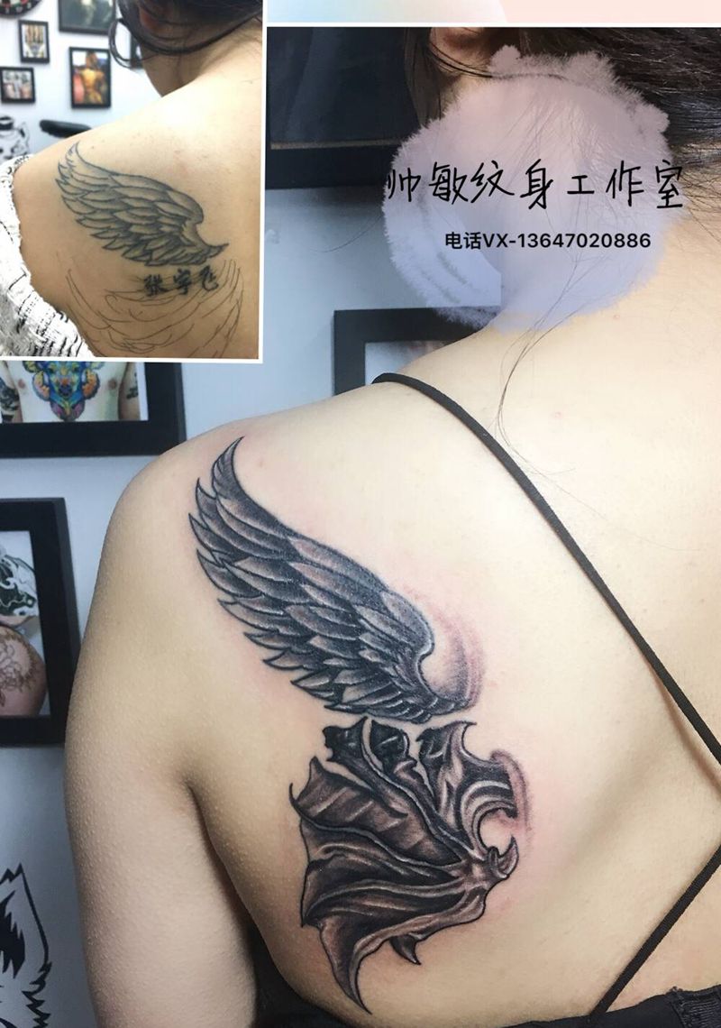 遮盖纹身图片_背部纹身图案