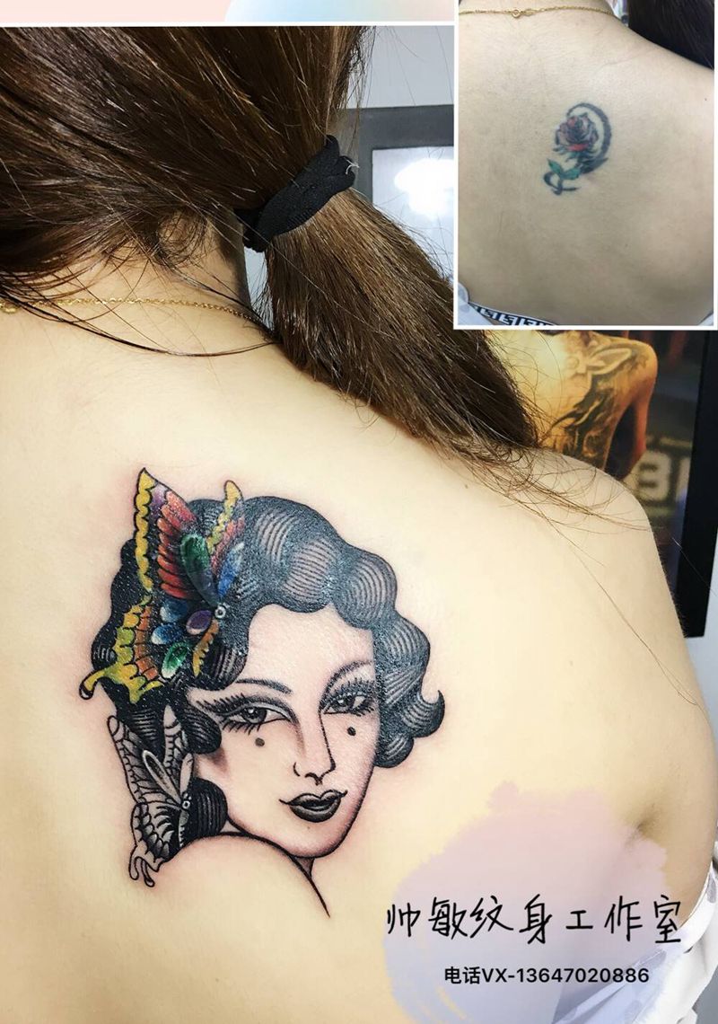 遮盖纹身图片_背部纹身图案