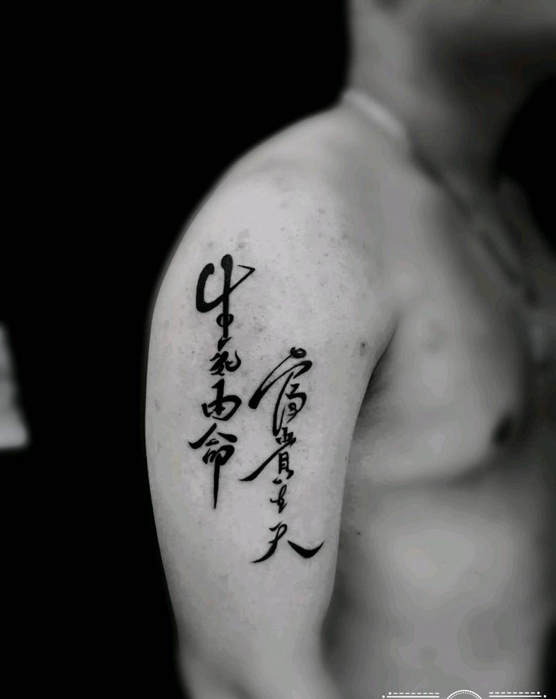 生死由命，富贵在天纹身图片_手臂纹身图案