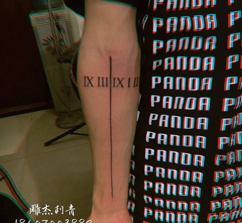 简约纹身图片_成品手臂清新字符几何纹身图案