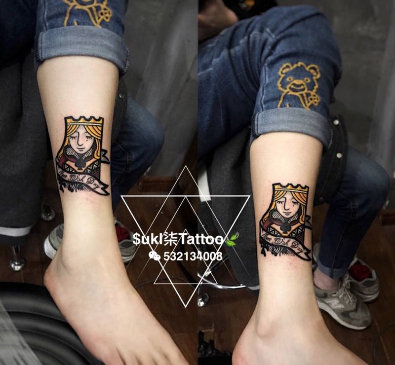 情侣扑克 QK纹身图片