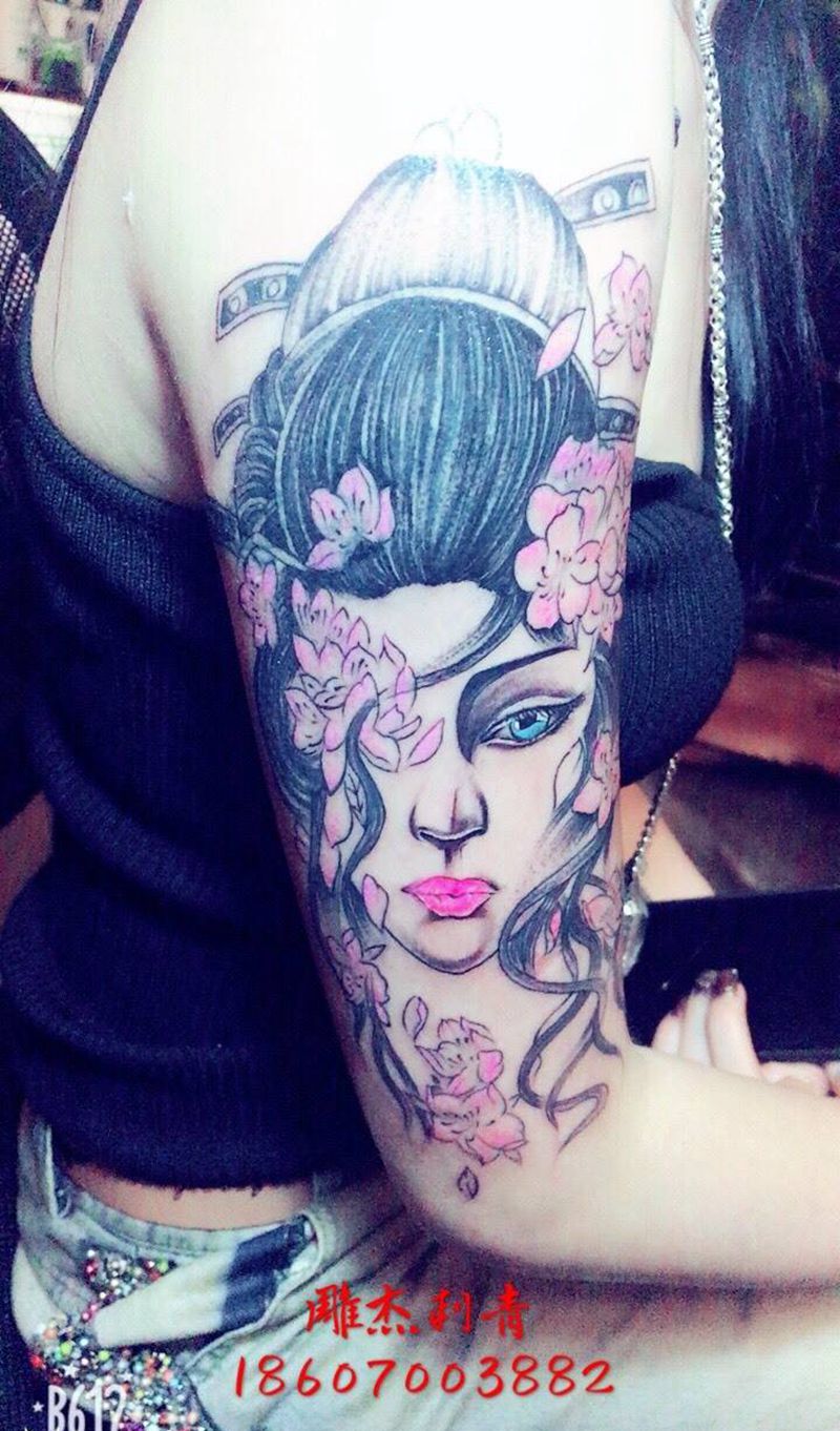 旧纹身遮盖纹身图片_成品手臂肖像欧美人物静物贴纸纹身图案
