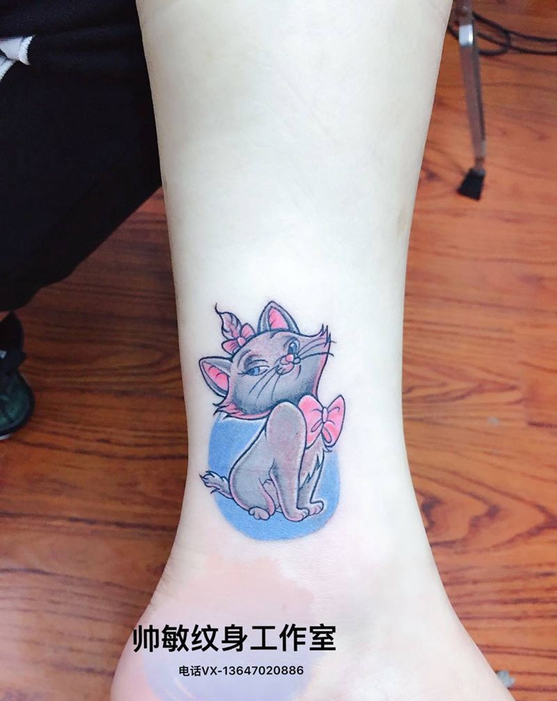 猫遮伤疤纹身图片_帅敏TATTOO动物欧美手部手稿纹身图案