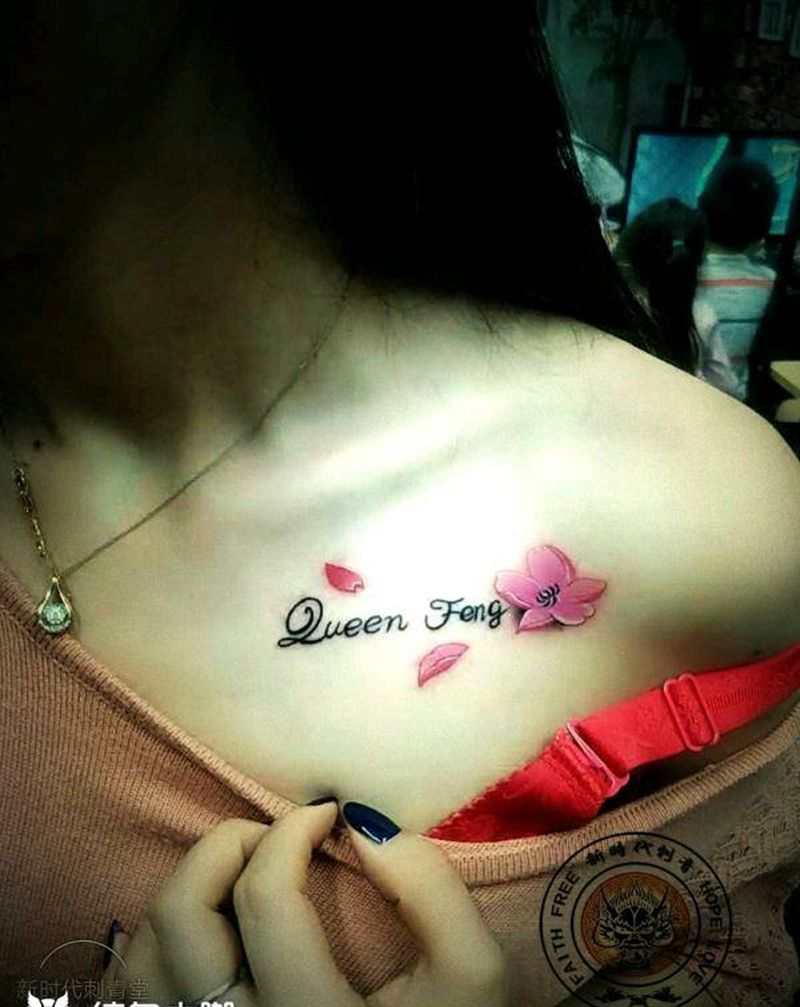 英文樱花纹身图片