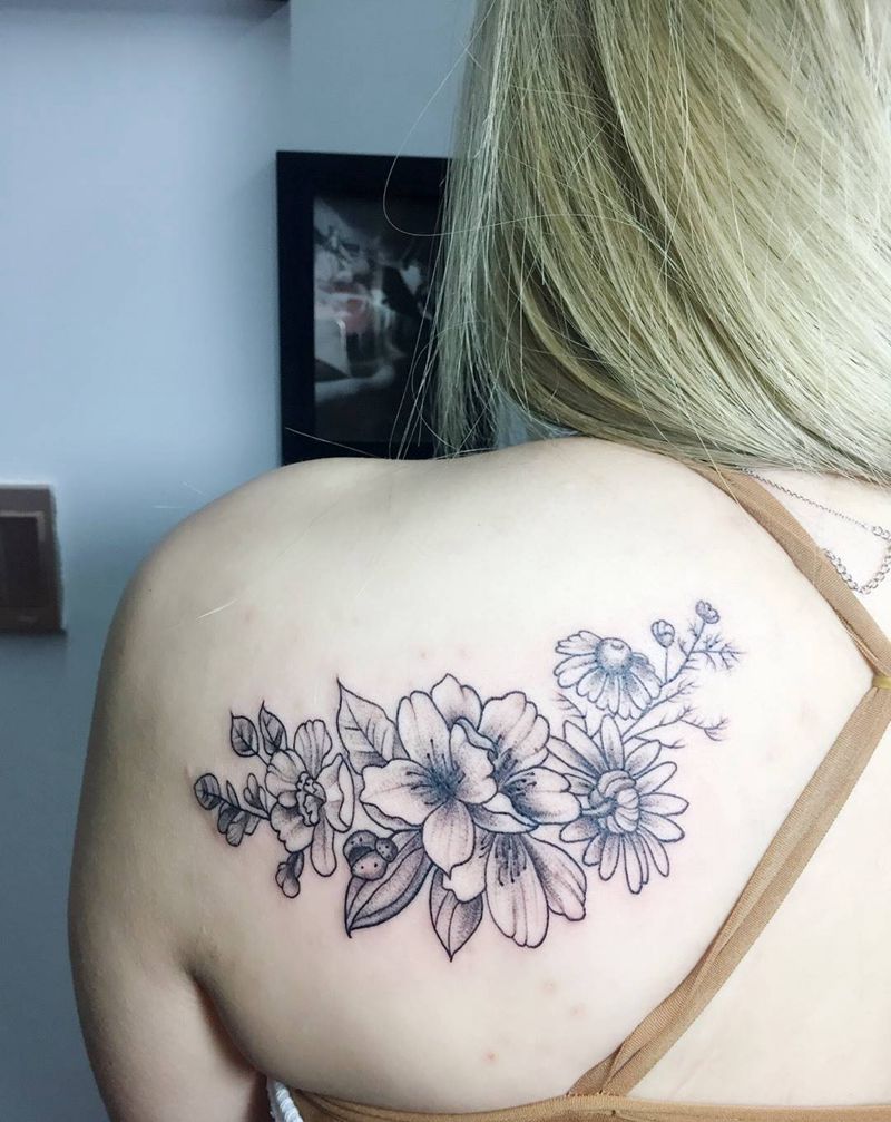 花纹身图片_帅敏TATTOO静物清新背部手稿纹身图案