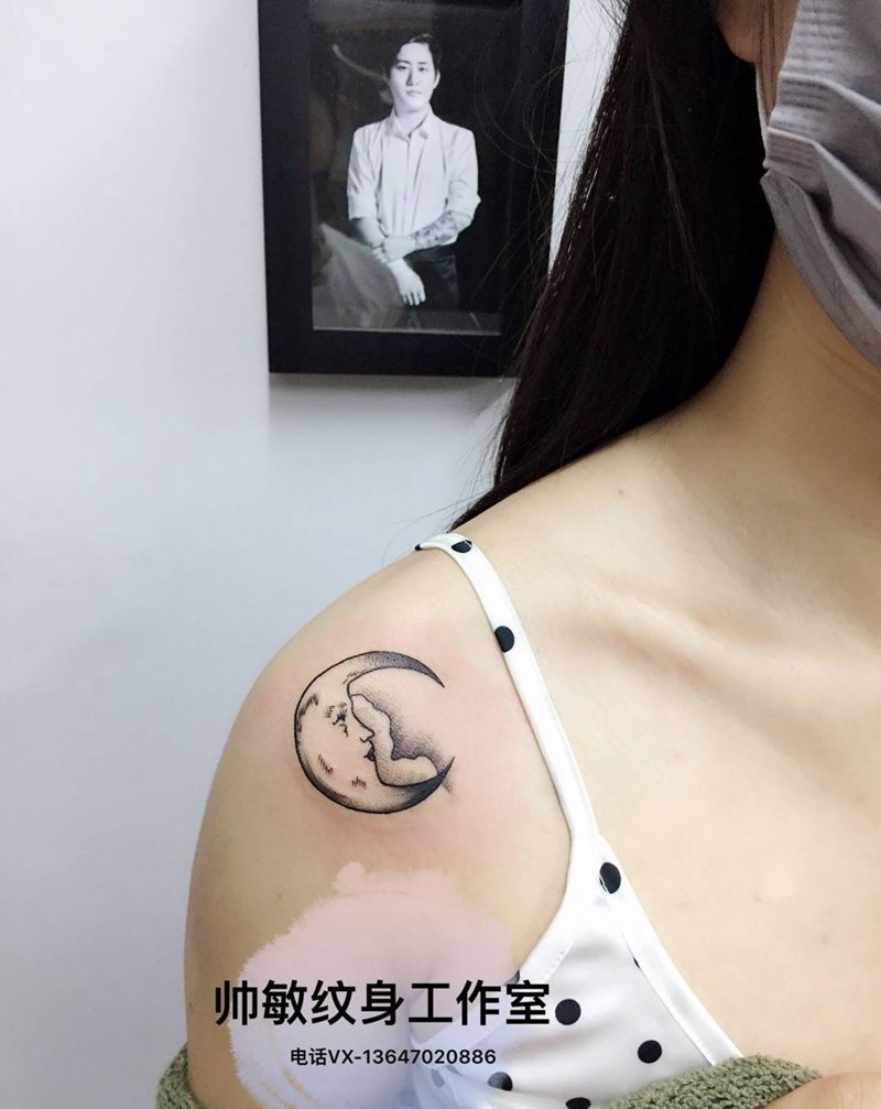 月亮纹身图片_帅敏TATTOO纹身图案