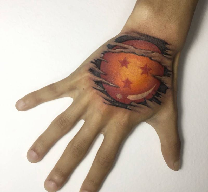 龙珠纹身图片_手部Old School纹身图案