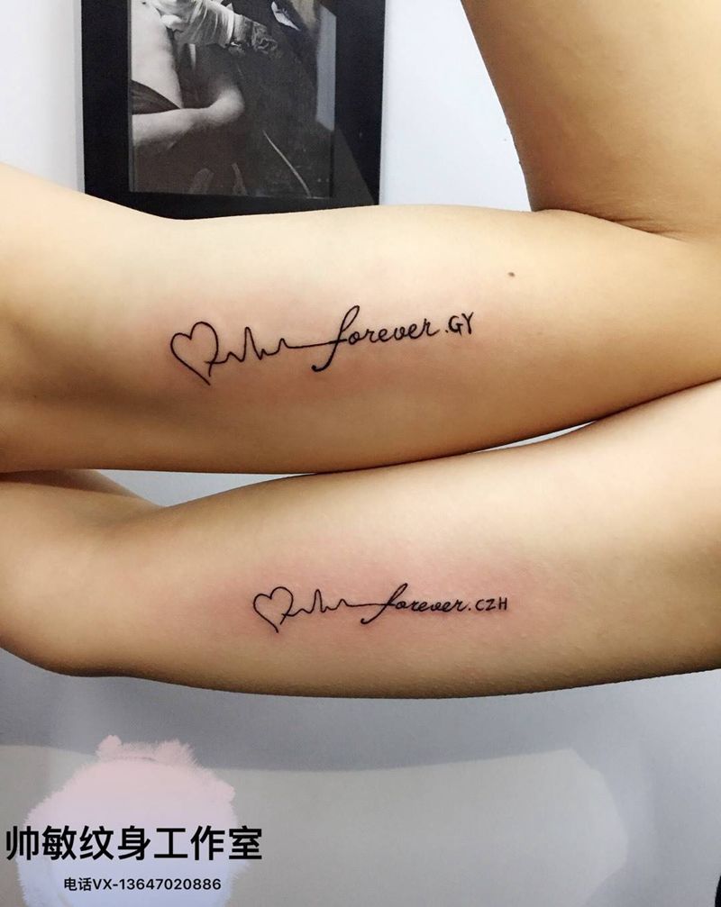 情侣字母纹身图片_帅敏TATTOO几何字符清新手臂手稿纹身图案