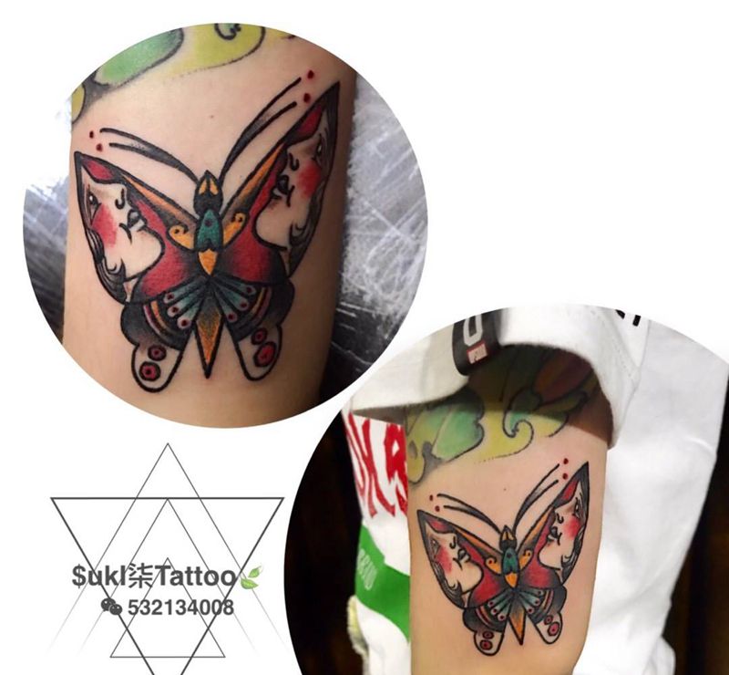 oldschool蝴蝶纹身图片