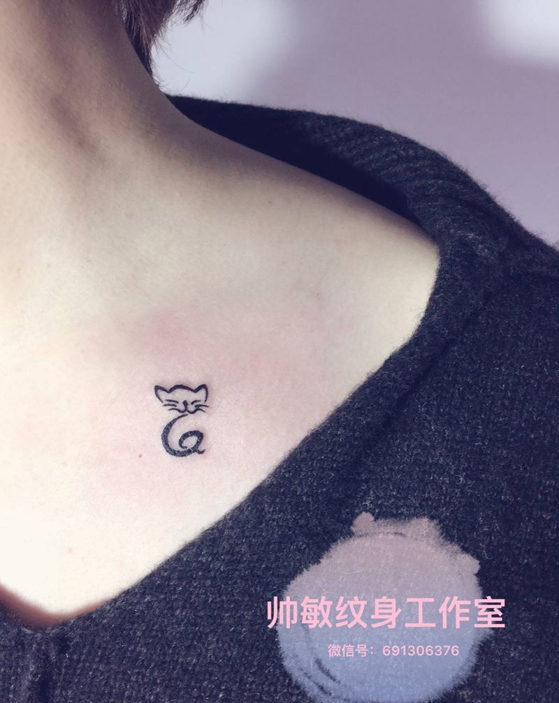 卍狐狸纹身图片_肩部清新动物帅敏TATO情侣纹身图案