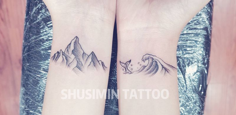 山水纹身图片_手臂手部点刺纹身图案