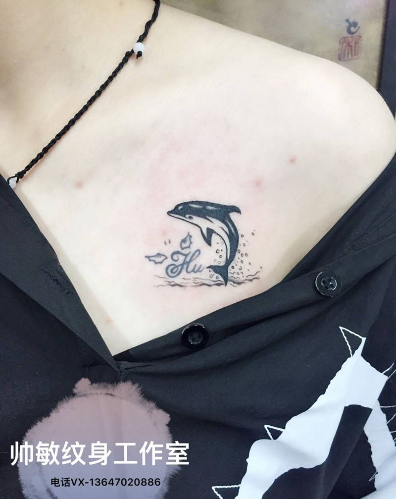 海豚纹身图片_帅敏TATTOO纹身图案