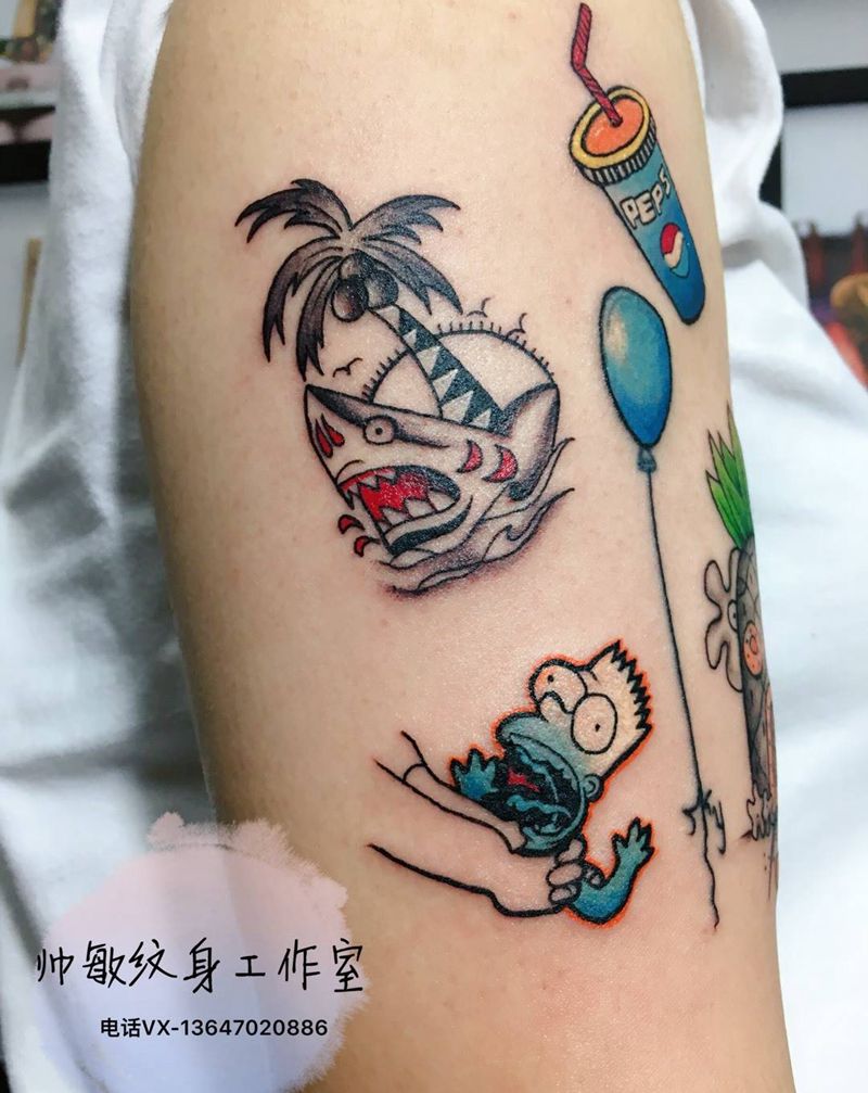 拼凑花臂纹身图片