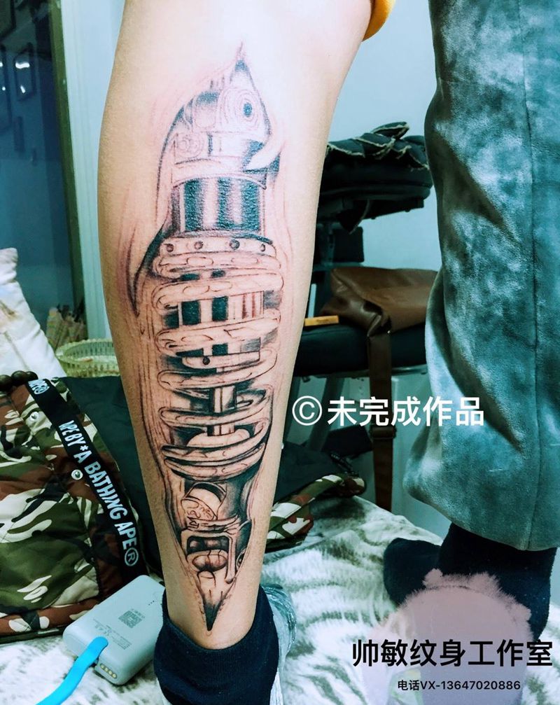 未完成纹身图片_帅敏TATTOO欧美腿部手稿原创纹身图案