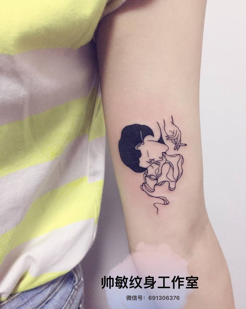 完事烟卍纹身图片_帅敏TATTOO人物写实手部插画手臂纹身图案