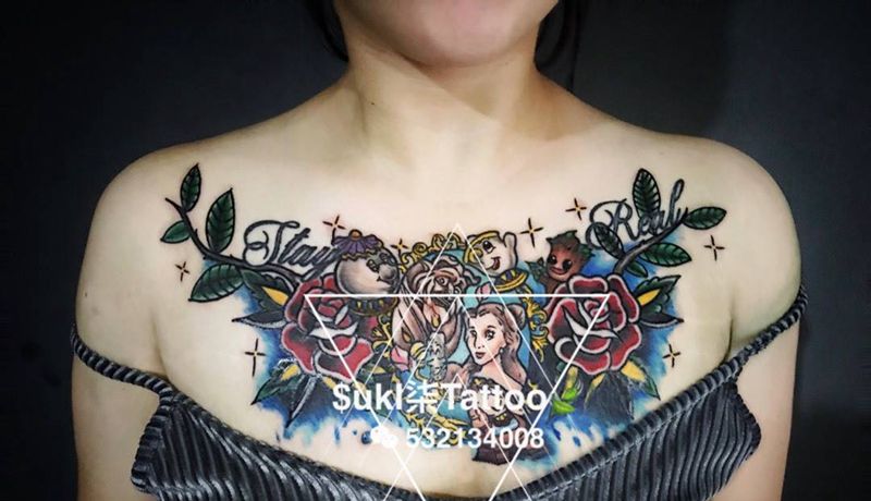 oldschool花胸纹身图片