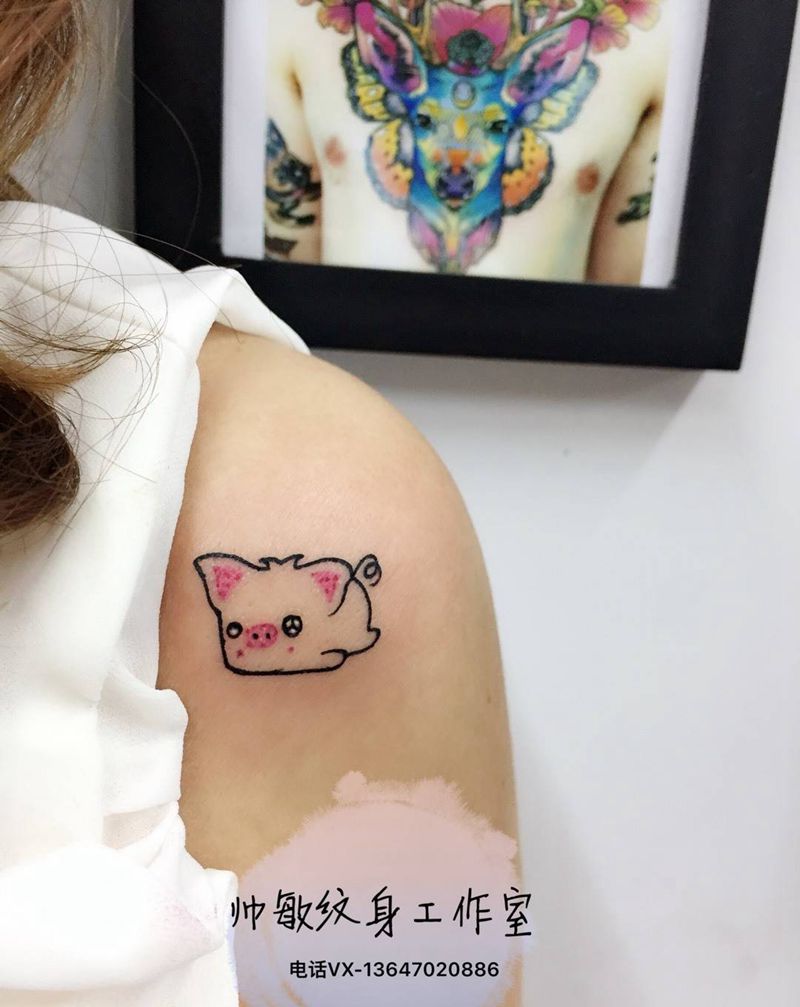 卡通猪纹身图片