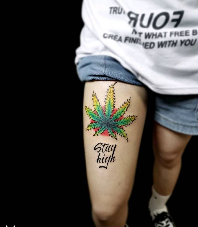 各种花花草草纹身图片_手臂腿部新传统New School彼岸花水墨花枫叶纹身图案